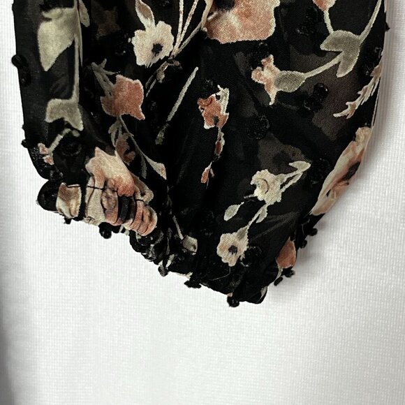 Collective‎ Concepts Black Floral Mini Dress Long Sheer Sleeves Size XS - Picture 6 of 12